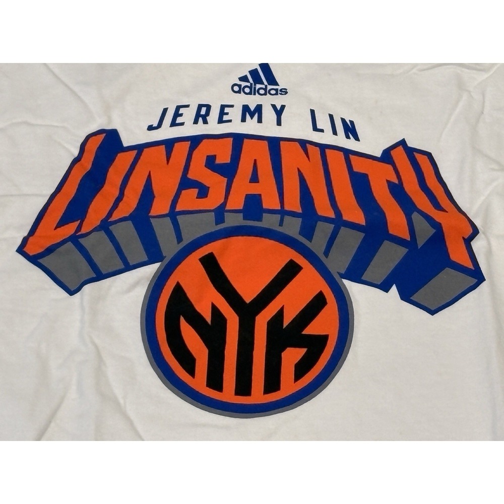 Adidas Jeremy Lin 17 New York Knicks Linsanity NBA Jersey Style T-Shirt Men's XL - Picture 6 of 12